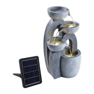 4-Tier Solar-Powered Water Fountain Outdoor Garden Decor 54cm H