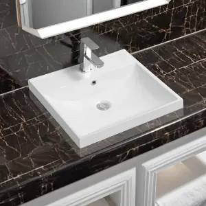 5409 Ceramic 50cm x 45cm Thick-Edge Inset Basin with Scooped Full Bowl