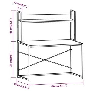 Berkfield Computer Desk Black and Oak 120x60x138 cm