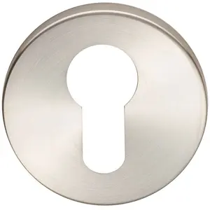 52mm Euro Profile Open Escutcheon 6mm Depth Concealed Fix Satin Steel