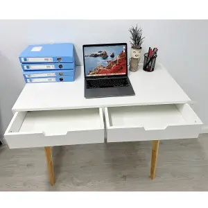 Wooden Computer Desk Dressing Table Home Office Study Bedroom With Drawers White