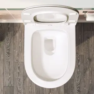 Nes Home Elliss Round Back to Wall Rimless Toilet Pan + Soft Close Seat