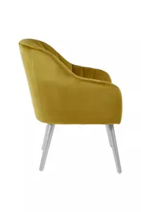 Interiors by Premier Comfortable Mustard Fabric Armchair For Reading, Mid-century Modern chair For Livingrooms, Sleek Armchair