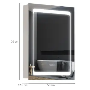 kleankin LED Lighted Bathroom Mirror Cabinet W/ LED Lights Shelves Wall-mounted