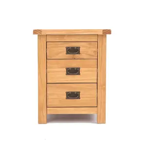 Lugo 3 Drawer Bedside Table Brass Drop Handle