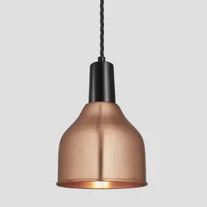 Industville Sleek Cone Pendant, 7 Inch, Copper, Black Holder