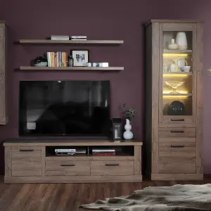 Corona 1 Door 2 Drawer TV Unit  in Tabak Oak