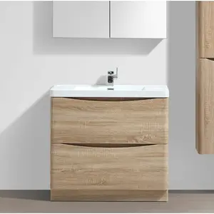 Stanhope 900mm Single Bathroom Vanity with Semi-Recessed Resin Basin Light Oak