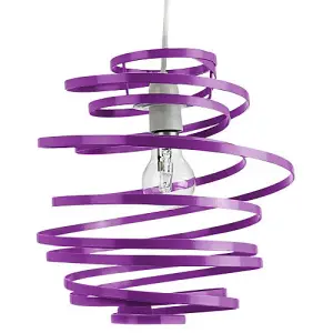 Contemporary Purple Gloss Metal Double Ribbon Spiral Swirl Ceiling Light Pendant