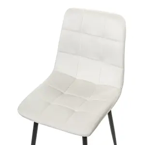 Set of 4 Dining Chairs POWELL Velvet Off-White