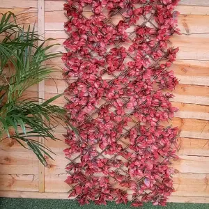 Expanding Decorative Trellis Artificial Red Leaf Willow Trellis Panel Screen