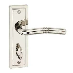 URBNLIVING 158mm Length 2 Pcs Nevada Metal &  Polished Nickel Lever Latch Bathroom Door Handles Set