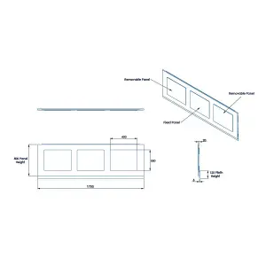 Nes Home 1800 x 500mm PVC Bath Panel With Removable Magnetic Door Gloss White