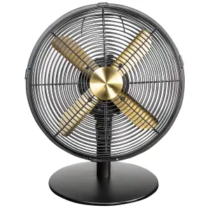 Russell Hobbs Desk Fan Electric Cooling Brushed Gold & Black 3 Speed RHMDF1201BG