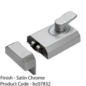 Contract Rim Cylinder Rollerbolt Nightlatch 60mm Satin Chrome Door Lock