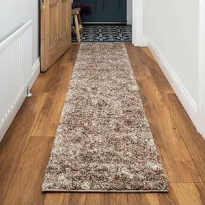 Super Soft Natural Beige Mottled Shaggy Runner Rug 60x240cm