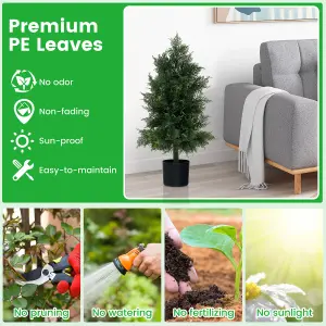 Costway Artificial Cedar Topiary Tree Indoor Fake Pine Tree w/ Plastic Nursery Pot