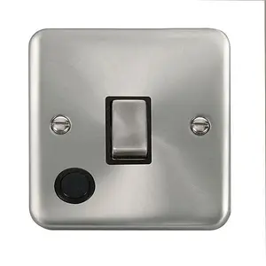 Curved Satin / Brushed Chrome 1 Gang 20A Ingot DP Switch With Flex - Black Trim - SE Home