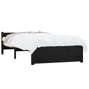 Berkfield Bed Frame Black Solid Wood 75x190 cm Small Single