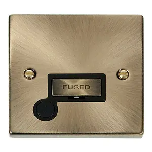 Antique Brass 13A Fused Ingot Connection Unit With Flex - Black Trim - SE Home