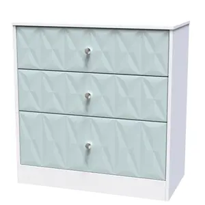 San Jose Ready assembled Duck egg blue & white 3 Drawer Chest (H)791mm (W)766mm (D)395mm