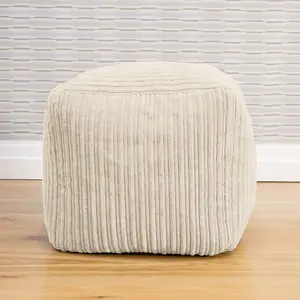 rucomfy Jumbo Cord Cube Beanbag - Ivory