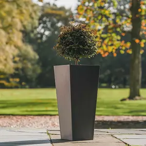 90cm Zinc Matte Grey Tall Flared Tapered Square Planter