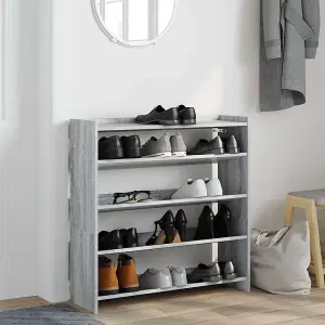 Berkfield Shoe Rack Grey Sonoma 80x25x81 cm Engineered Wood