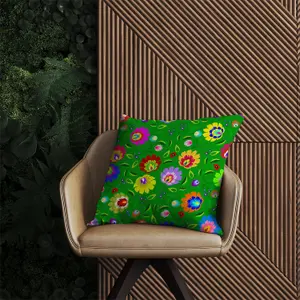 Polish Folk Floral Outdoor Cushion 45cm x 45cm