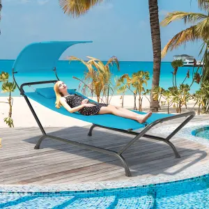 Costway Outdoor Hammock Patio Chaise Lounge Chair with Canopy