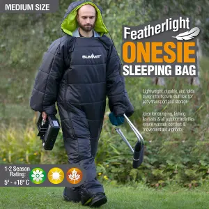 Wearable Sleeping Bag Black Adults Small/Medium Featherlite