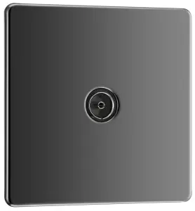 GoodHome Black Nickel Single Screwless TV socket