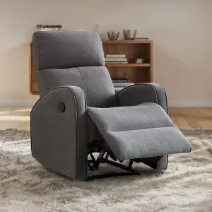 Manual Reclining Armchair in Dark Grey Fabric - Parma