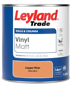 Leyland Trade Vinyl Matt Walls & Ceilings Emulsion Paint Copper River (PPG1196-5) 1L