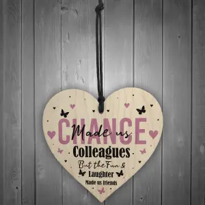 Novelty Chance Made Us Colleague Gift Hanging Wood Heart Birthday Christmas Gift