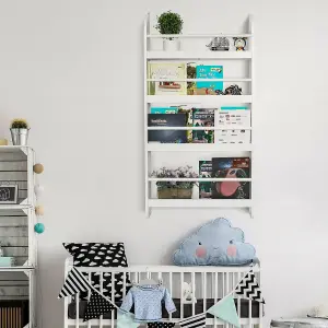 Wall Mounted Childrens Bookcase Kids Display Bookshelf Storage Unit Shelving Rack