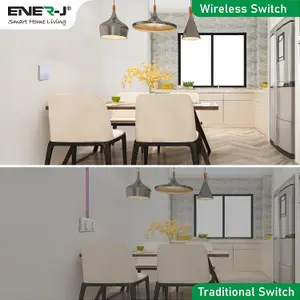 2 Gang Wireless Kinetic Switch (white body) + 2 x 500W RF Receiver