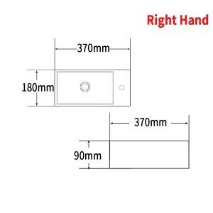 Small Wall Hung Ceramic Basin Sink - Right