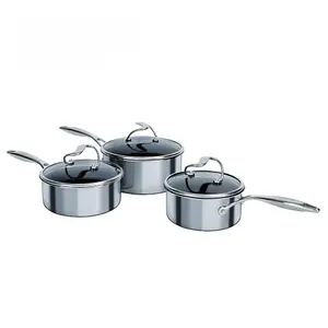 Circulon Stainless Steel 3-Piece Saucepan Set with Lids 16cm, 18cm, 20cm