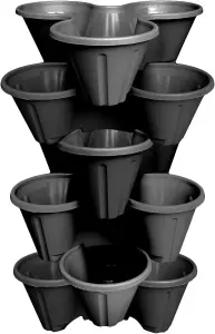 simpa 6 Tier Black Strawberry Planter Trio Pot