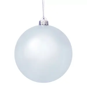 Silver effect Plastic Round Christmas bauble set, Set of 4 (D) 100mm