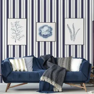 Galerie Smart Stripes 3 Navy/White Heritage Stripe Wallpaper Roll