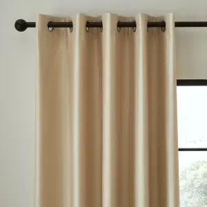 Catherine Lansfield Faux Silk 46x72 Inch Blackout Thermal Insulating Eyelet Curtains Two Panels Champagne Gold