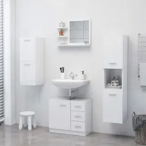 Berkfield Bathroom Mirror High Gloss White 60x10.5x45 cm Engineered Wood