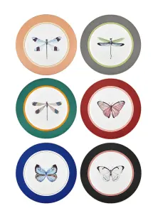 Rozi Blossom Collection Porcelain Dinner Plates, Set of 6