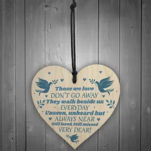 Wooden Heart Plaque Sign Bereavement Memorial Remembrance Poem Mum Dad Gift