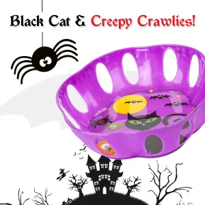 Halloween Sweet Bowl - Cat Bowl Scary Halloween Party Dish With Decals - Purple