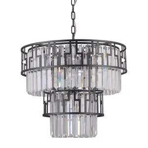 Luminosa Modern Hanging Pendant Black Matt 7 Light , E14