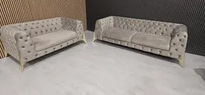 Hermes Sofa 3+2 Seater Beige Velvet