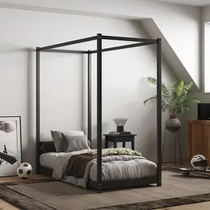 Flair Zara Four Poster Wooden Bed Frame Single - Black